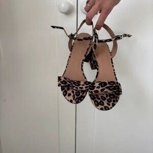 New Look Leopard Print Block Heel Sandals in Tan and Black